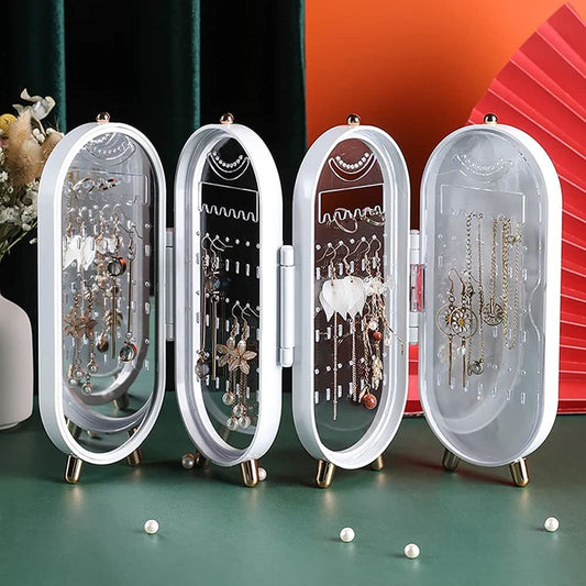 Folding Jewelry Box, Jewellery Box Organiser With Mirror (random Color)