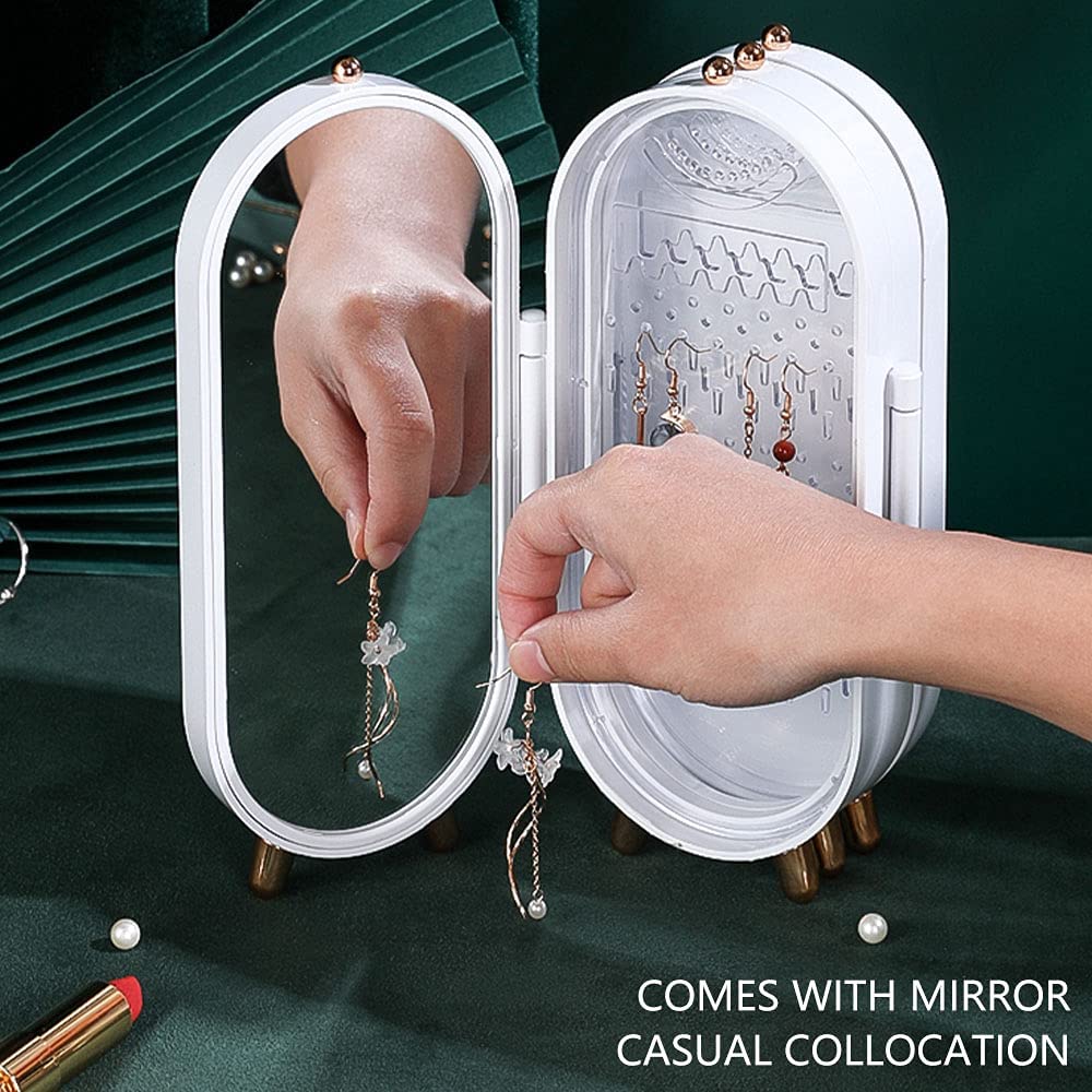 Folding Jewelry Box, Jewellery Box Organiser With Mirror (random Color)