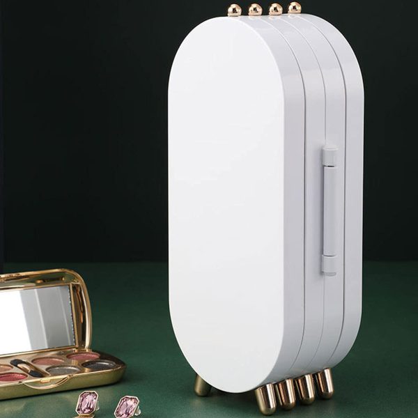 Folding Jewelry Box, Jewellery Box Organiser With Mirror (random Color)